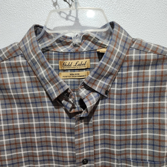 Roundtree Yorke Gold Label Long Sleeve Button Up Plaid Shirt Mens Sz XL Non Iron - Picture 10 of 15
